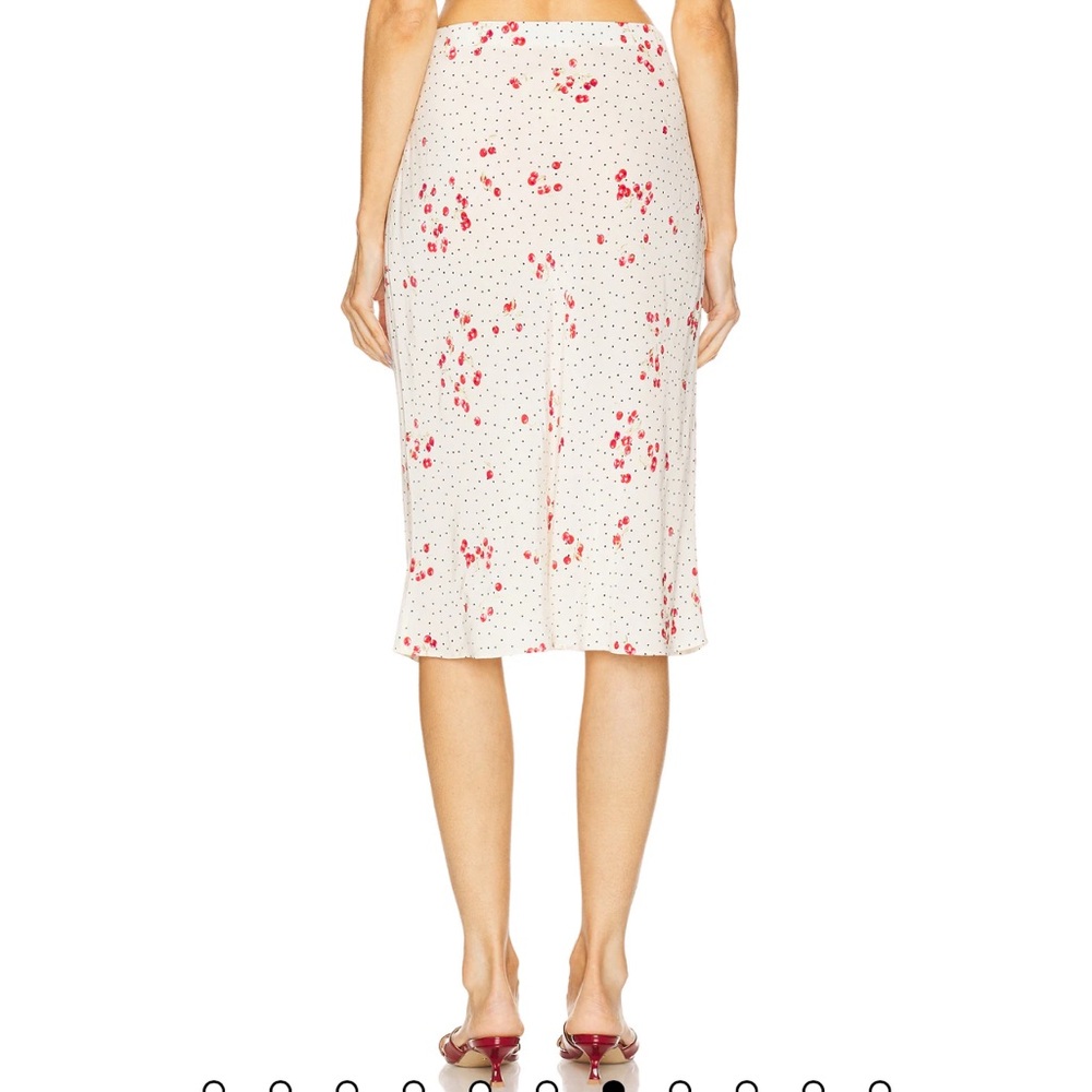 NWT L'Academie Hallie Midi Skirt in Suki Cherry Abstract - Picture 2 of 6